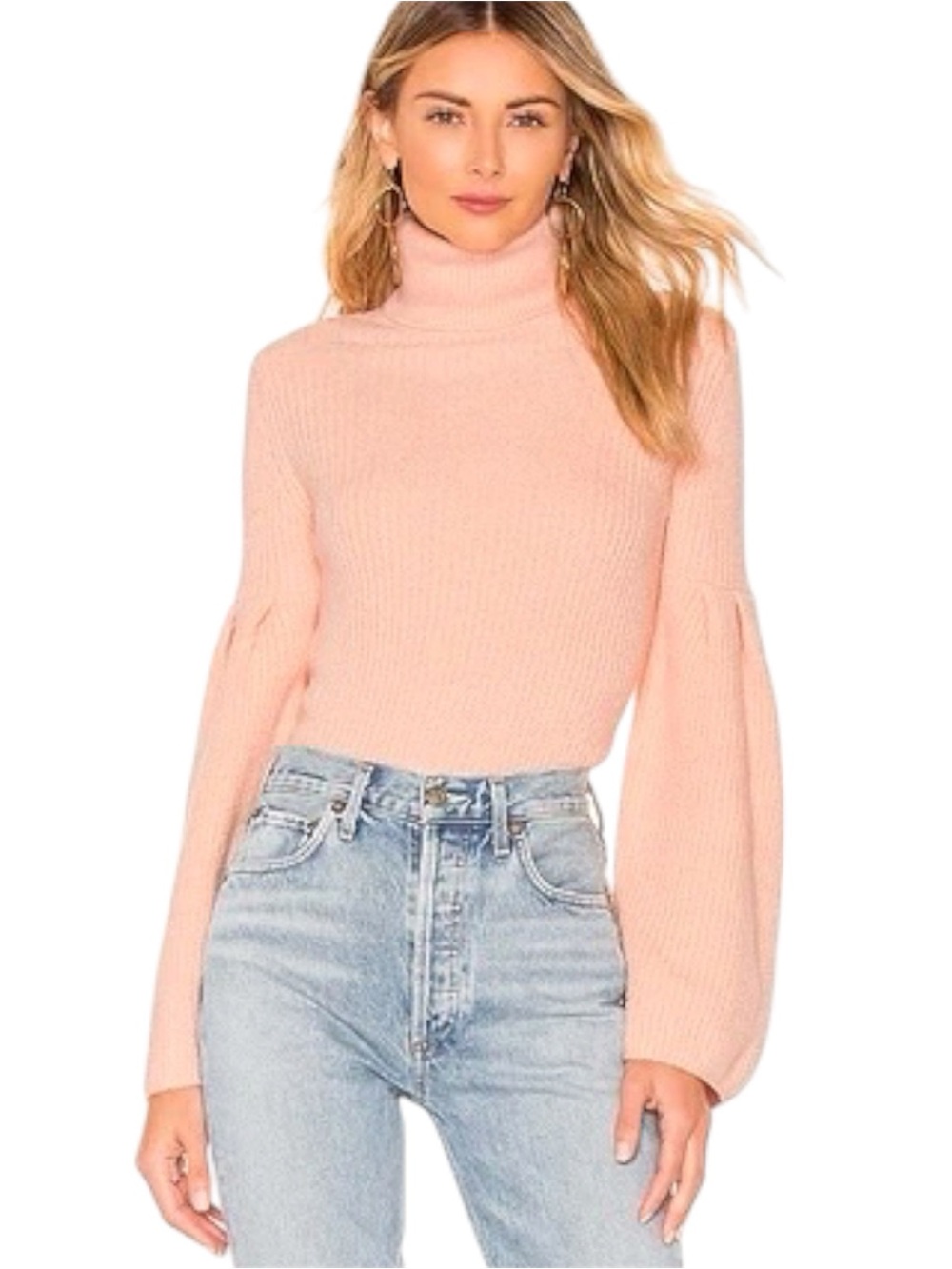 Lovers + Friends Revolve Bell Sleeve Long Sleeve Turtle Neck Sweater Size Medium